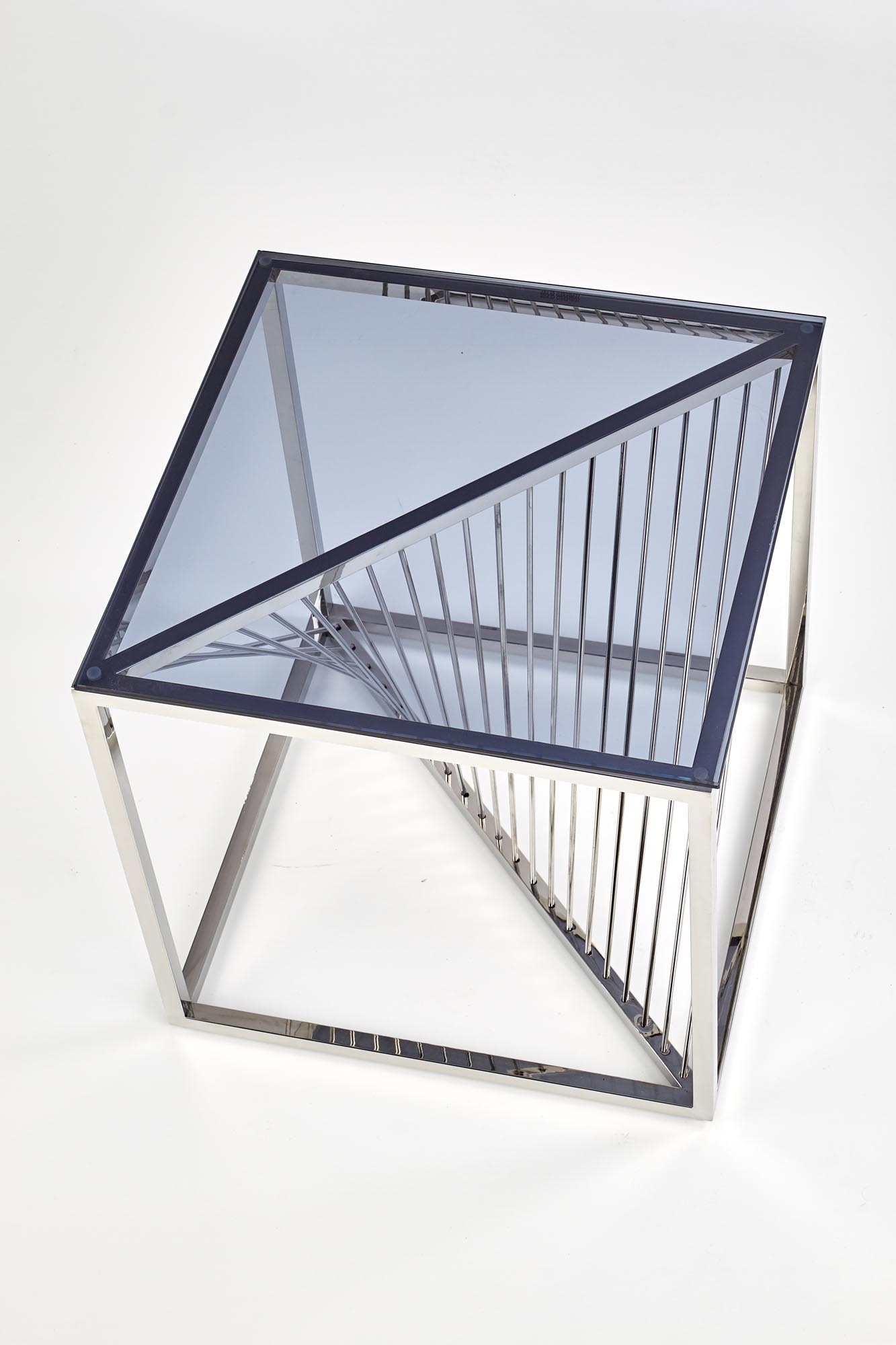 Bridge kwadrat dohányzóasztal,króm-üveg, 55x55x55cm"k"