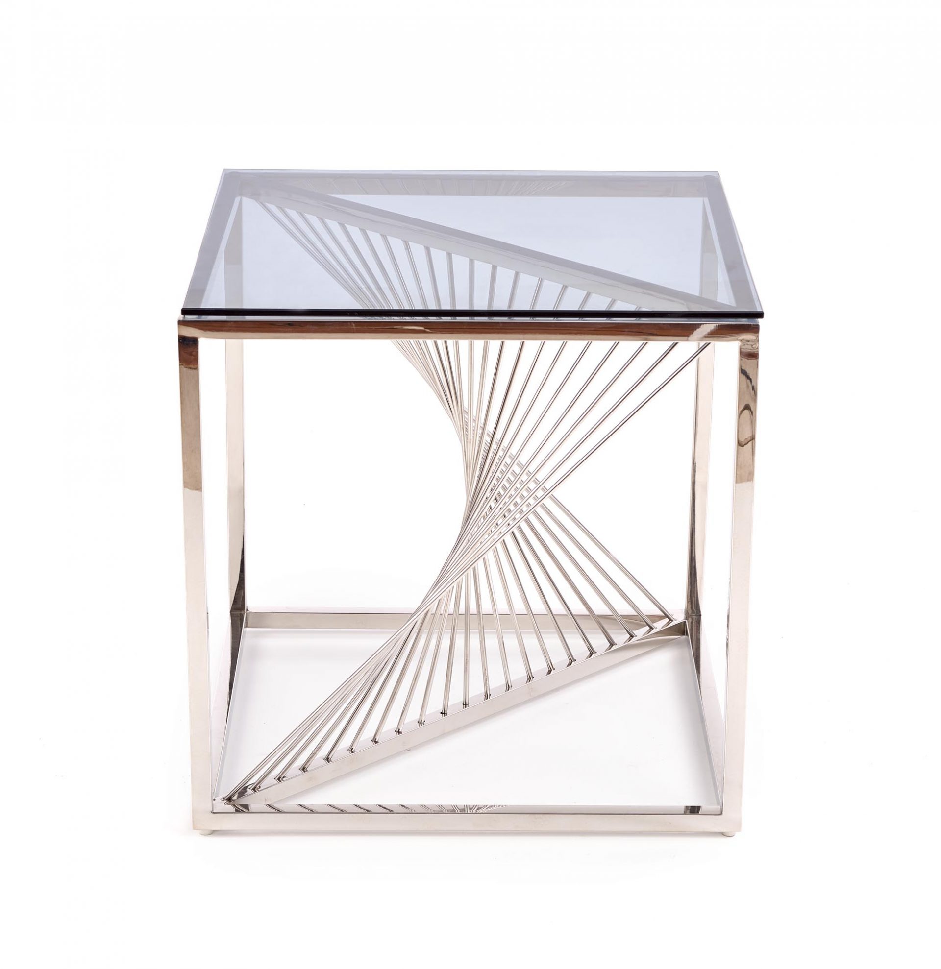 Bridge kwadrat dohányzóasztal,króm-üveg, 55x55x55cm"k"