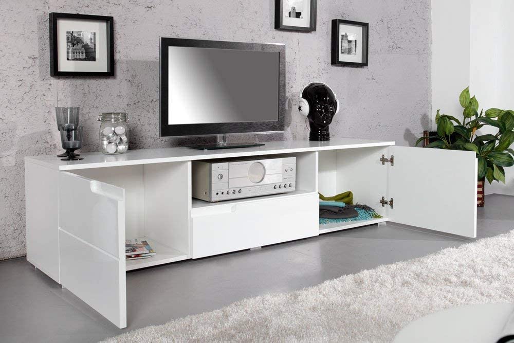 Lidia TV-állvány magasfényű fehér, 165x42x40 cm