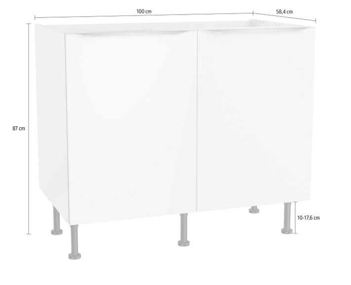 Arvid SPL106-8 100-as fehér konyhai mosogatós alsó szekrény