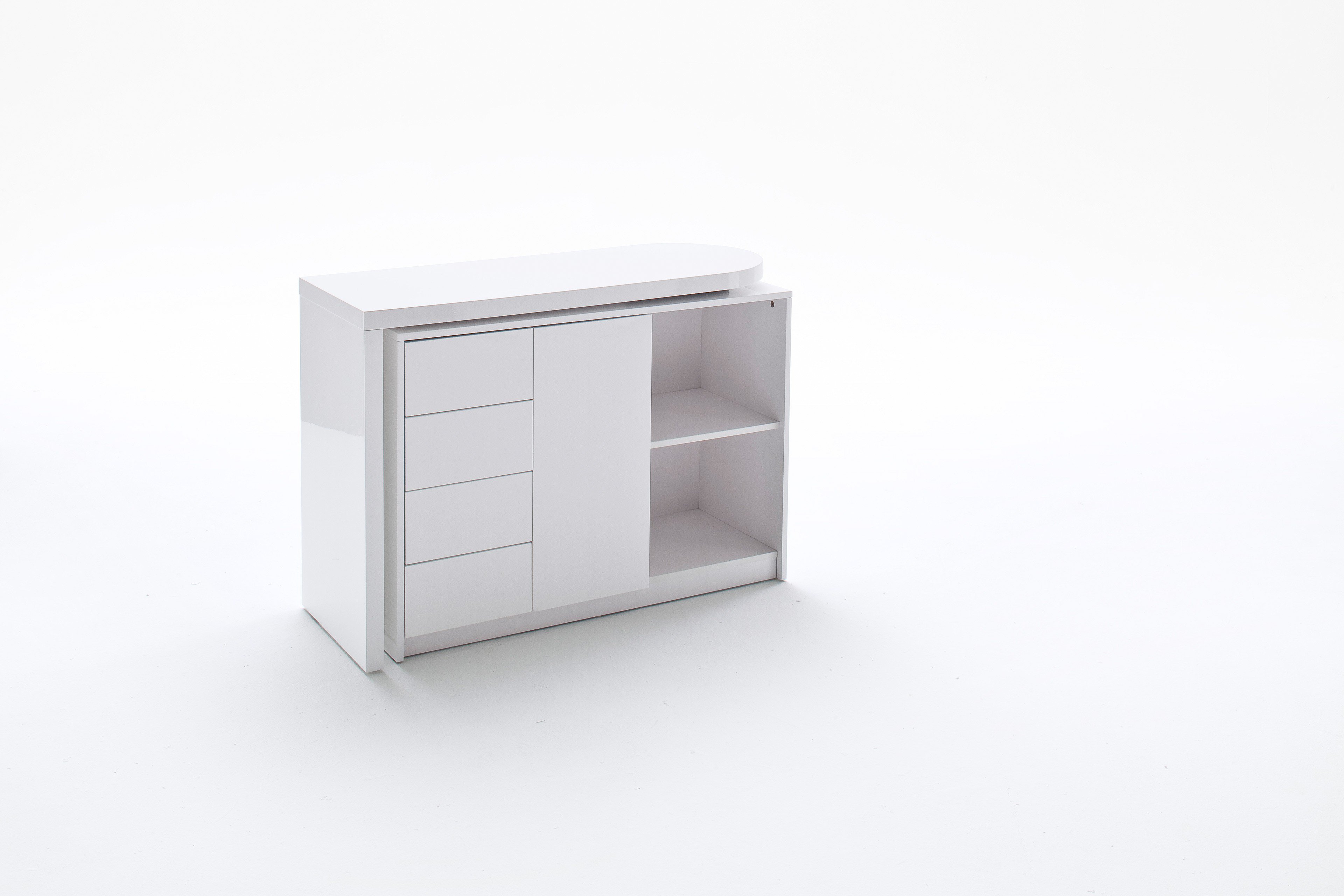 Kombi íróasztal magasfényű fehér, 108x77x42 cm "ki"
