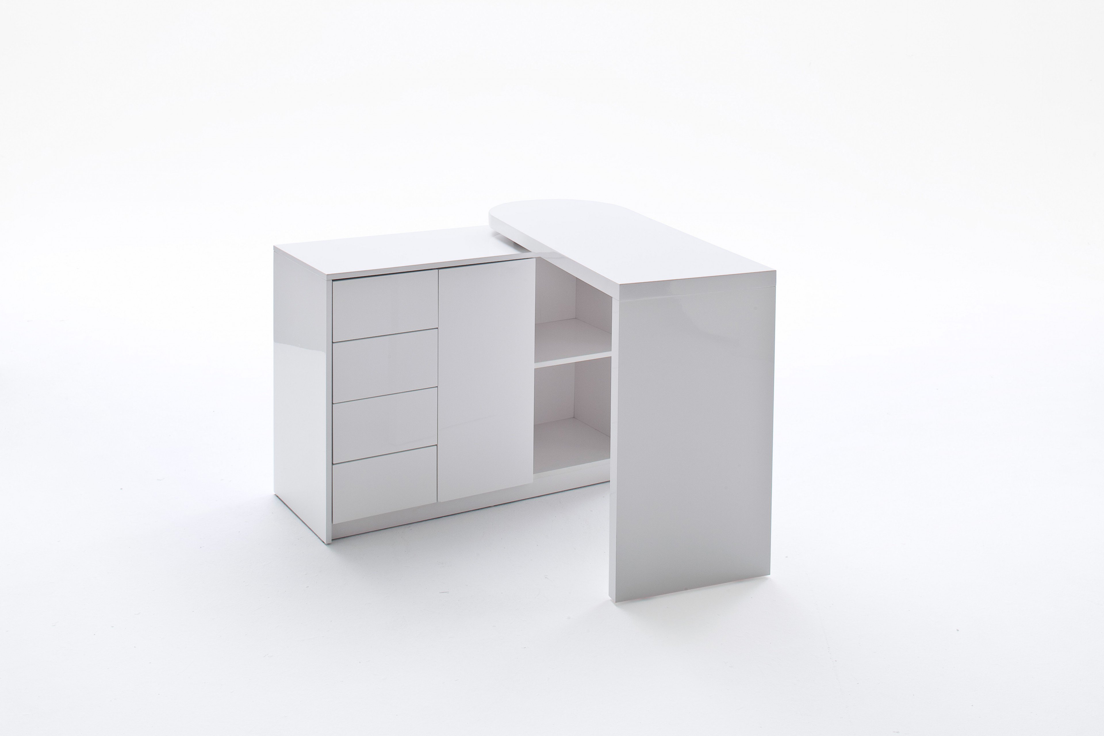 Kombi íróasztal magasfényű fehér, 108x77x42 cm "ki"