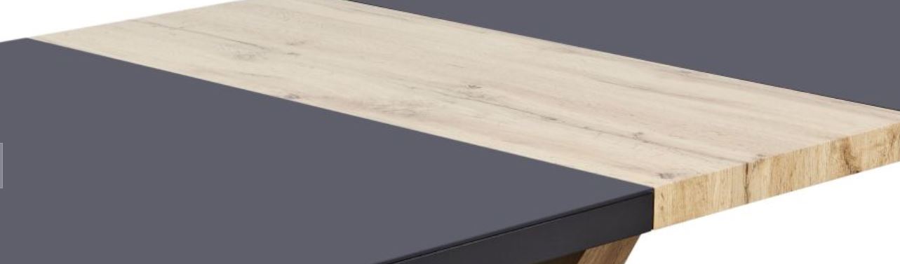 Maila Delux étkezőasztal, fekete üveg-tölgy,140/180cm"k"