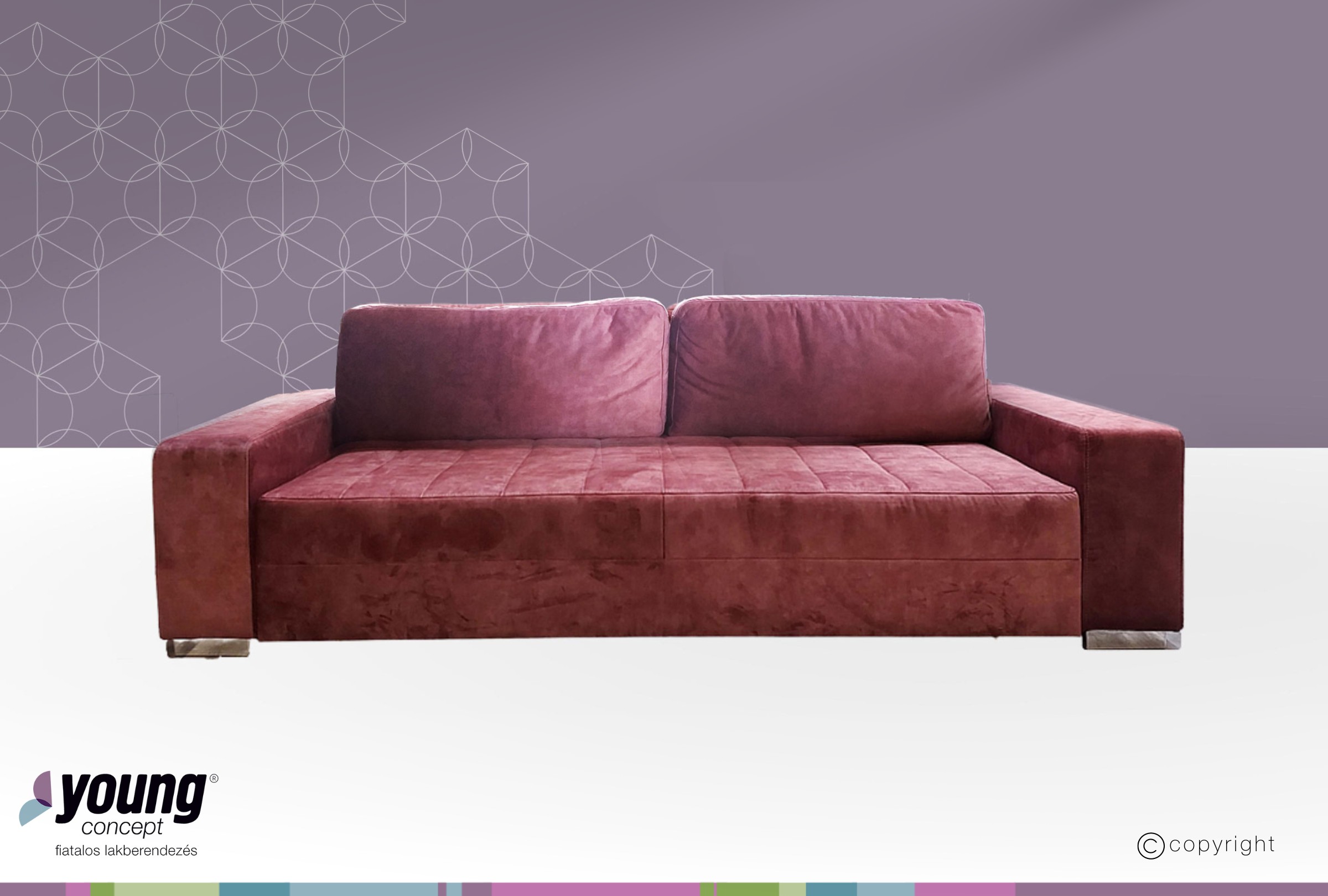 Varia kanapéágy fejtámla nélkül, szövet: 2kat, 250x80x105 cm