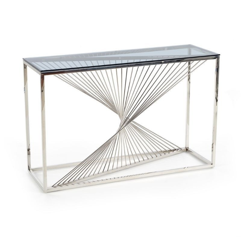 Bridge konzol asztal,króm-üveg, 120x40x76cm"k"
