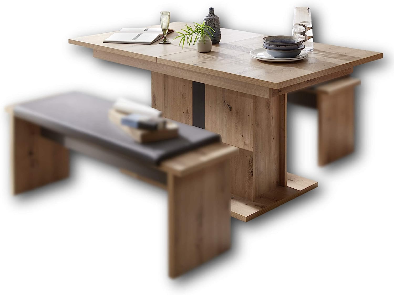 LOFT-GH01 étkezőasztal, Artisan tölgy/ matt grafit, 160-210x76x90cm"k"