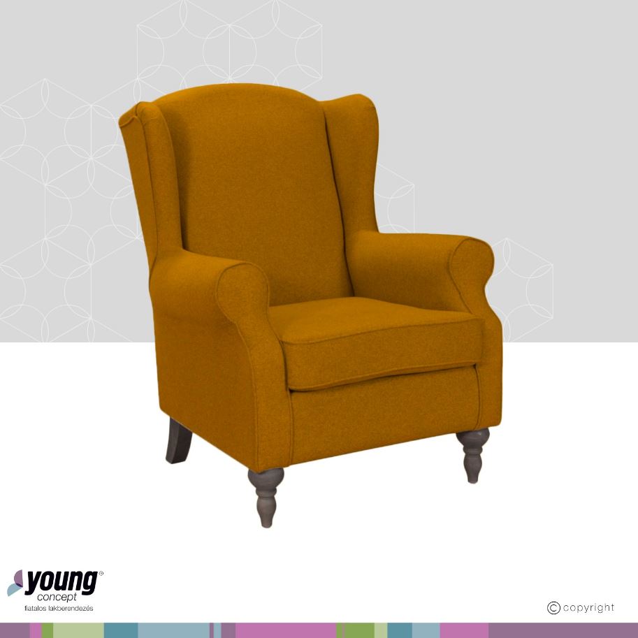 Oxford fotel, Vogue 9 Amber sárga (II.) / Láb:fekete Typ B, 86x105x88 cm