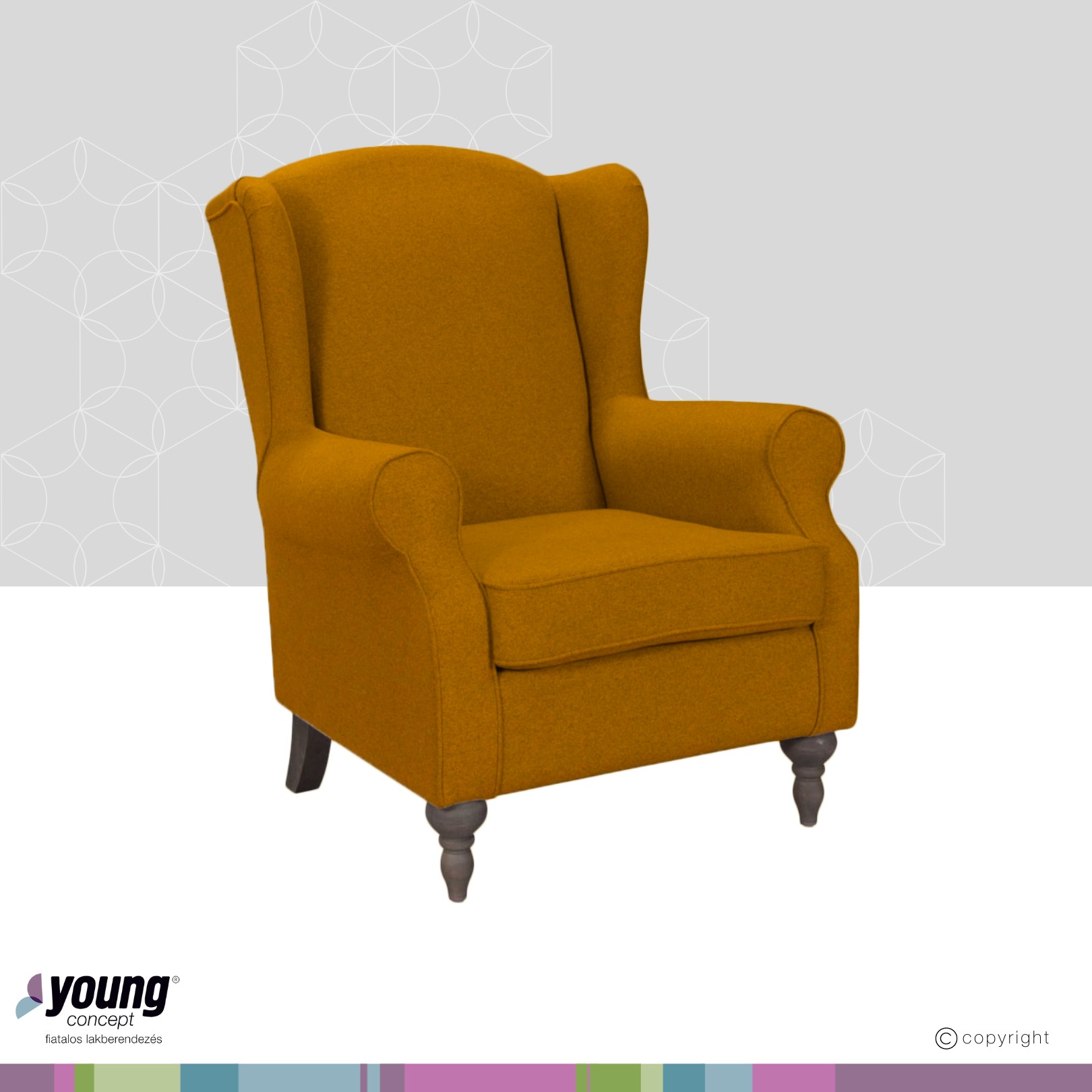 Oxford fotel, Vogue 9 Amber sárga (II.) / fekete Typ B, 86x105x88 cm