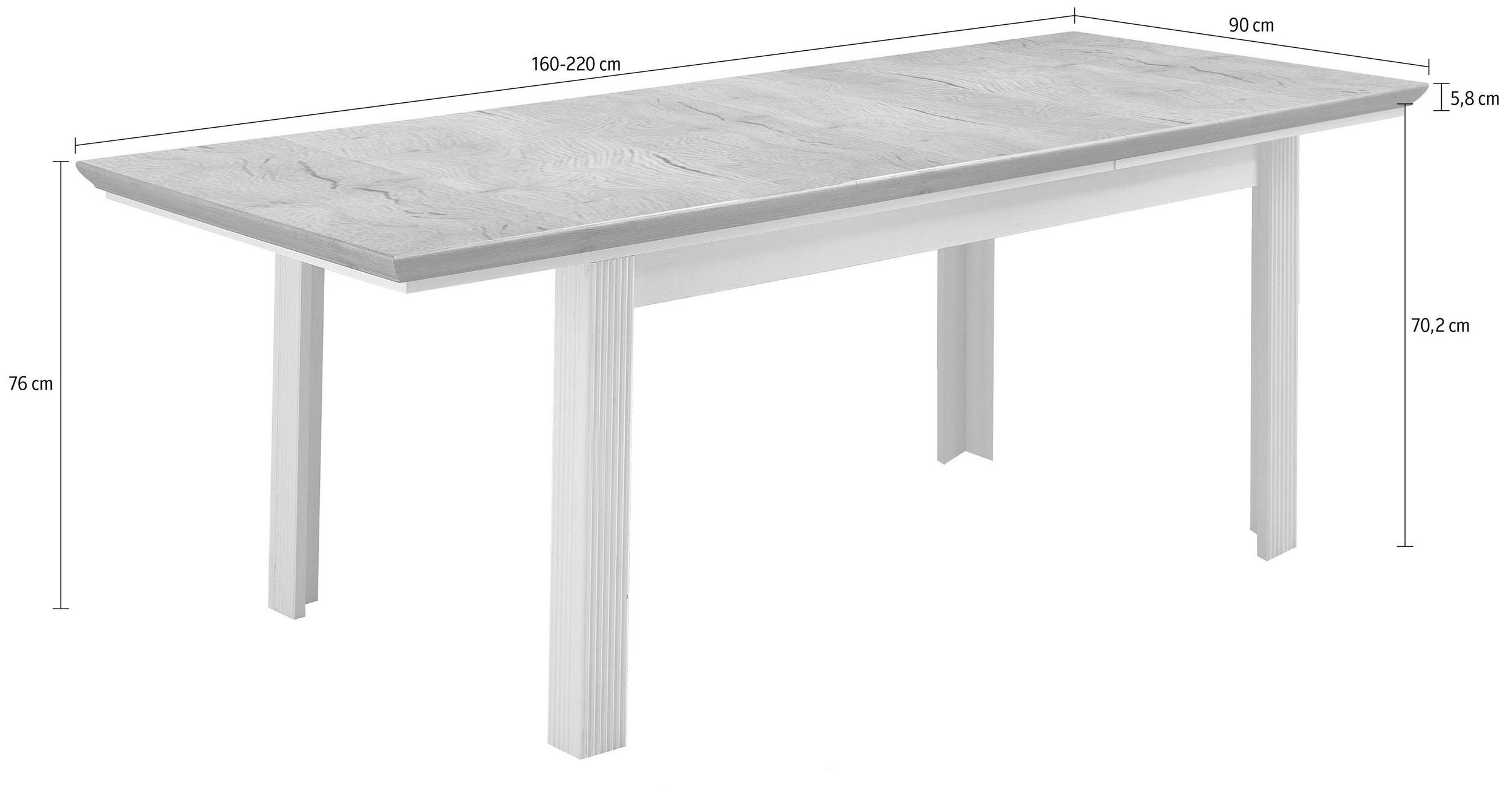 Jillana étkezőasztal UH01, Fehér / Artisan tölgy, 160/220x76x90 cm