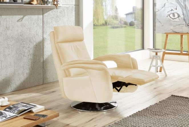 ELY relax fotel, valódi bőr,vivre ecrü, 80x110x80 cm