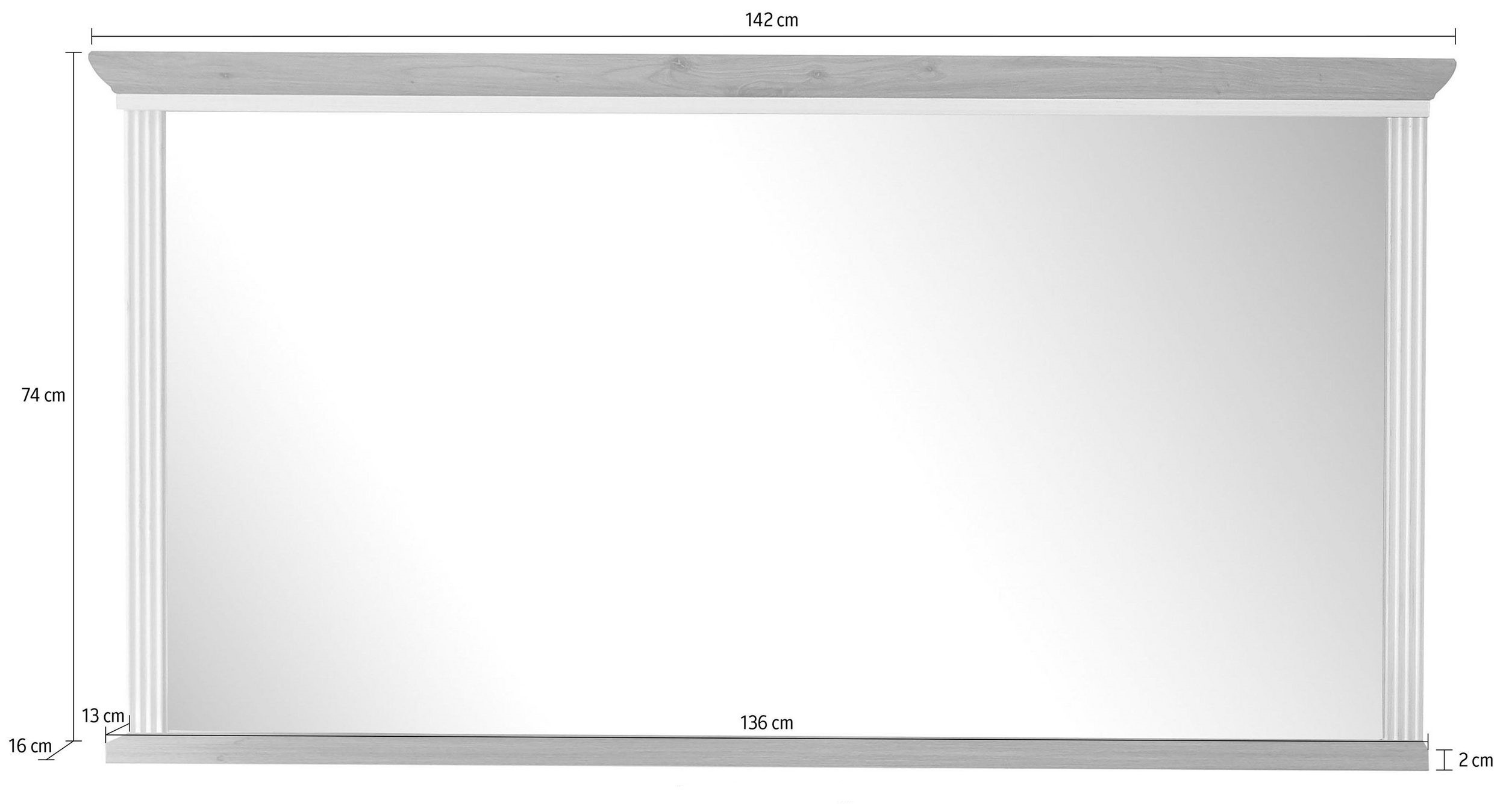 Jillana tükör UH50, Fehér / Artisan tölgy, 142x74x16 cm