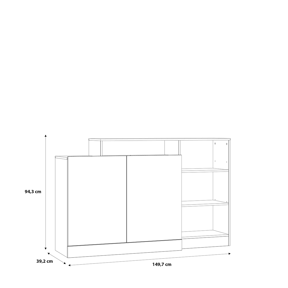 Bodil kombinált komód,150cm, Bianco tölgy-havas tölgy"k"