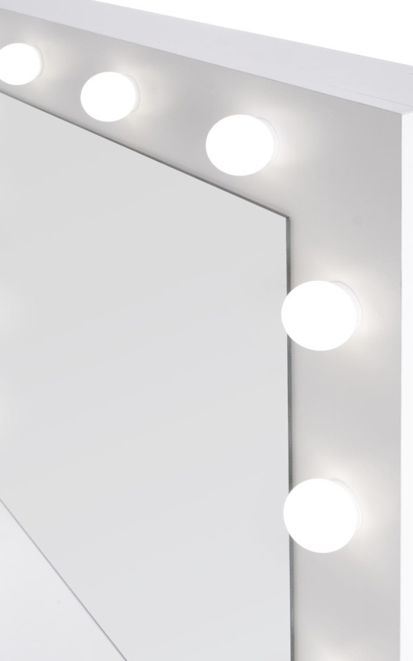 Moviestar sminkasztal, matt fehér, LED világítással, 94x140x94 cm
