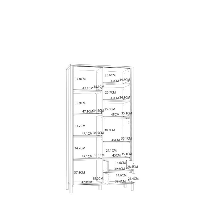 Fontana álló polcos szekrény, Mauvella tölgy/fekete, 103,4x200,3x40,2cm