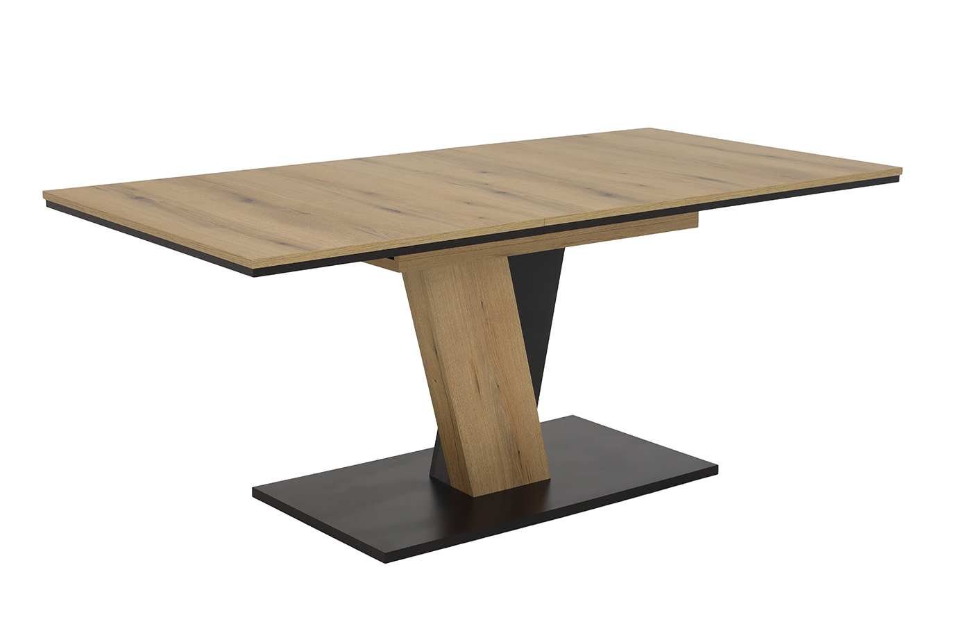 Luisa asztal, Evoke tölgy/fekete,140-180x76x90cm,