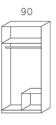 Joseph nyílóajtós szekrény, Sonoma tölgy/tükör  91x197x54 cm