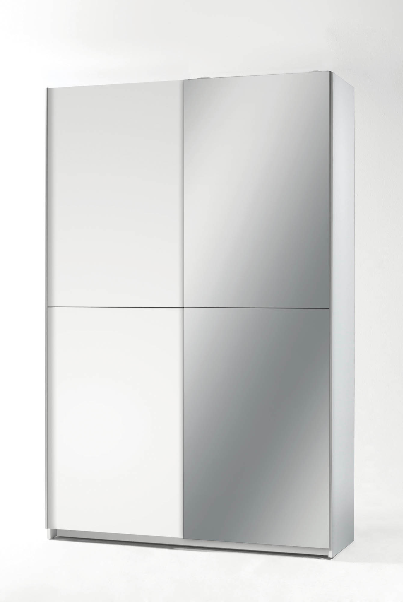 Safari tükrös, keskeny mélységű szekrény extra belsőkkel, fehér, 125x195x38cm