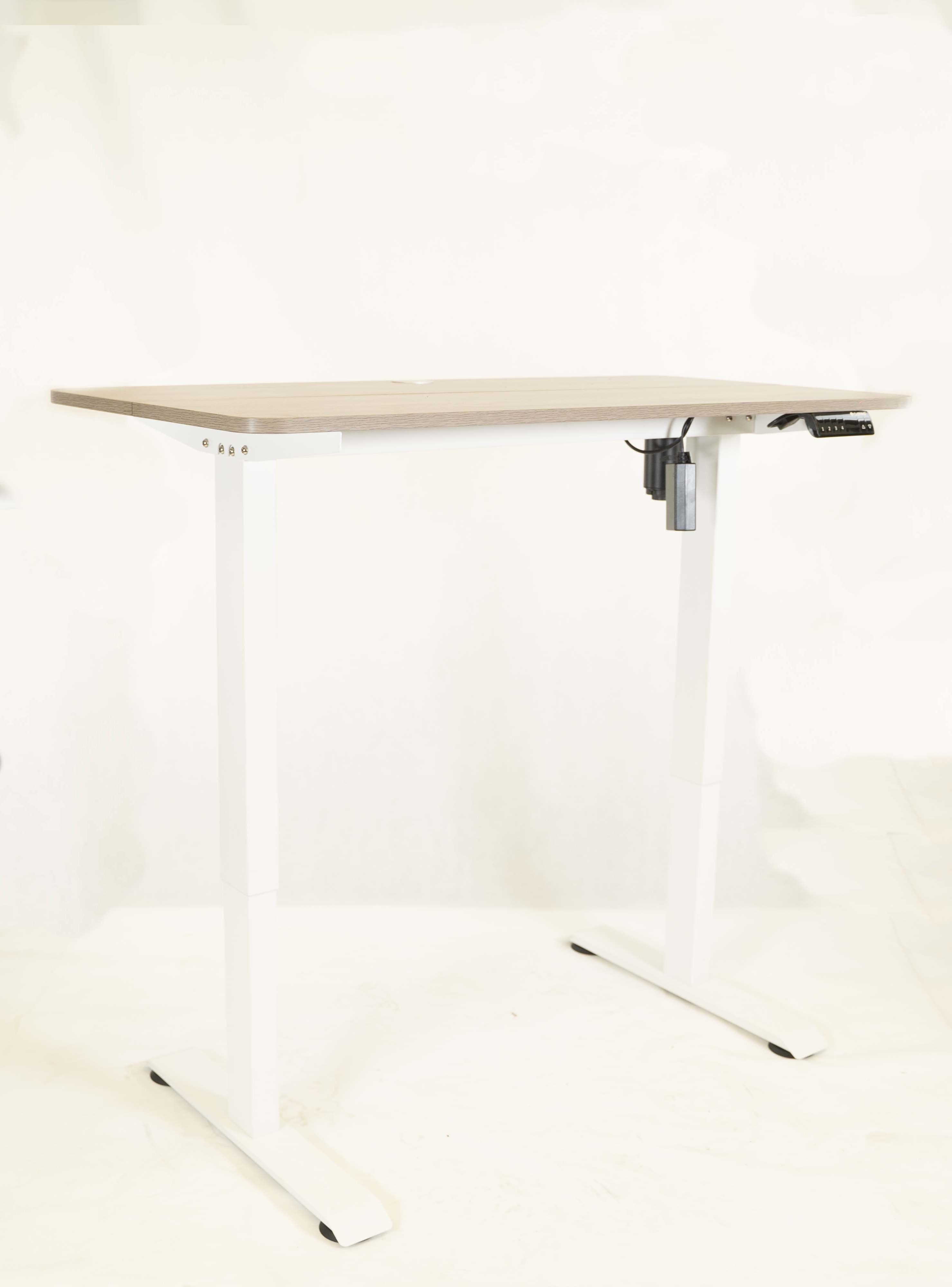 Phat íróasztal, motoros magasságállítással, fehér váz, 120x60 cm asztallap (tölgy) "k"