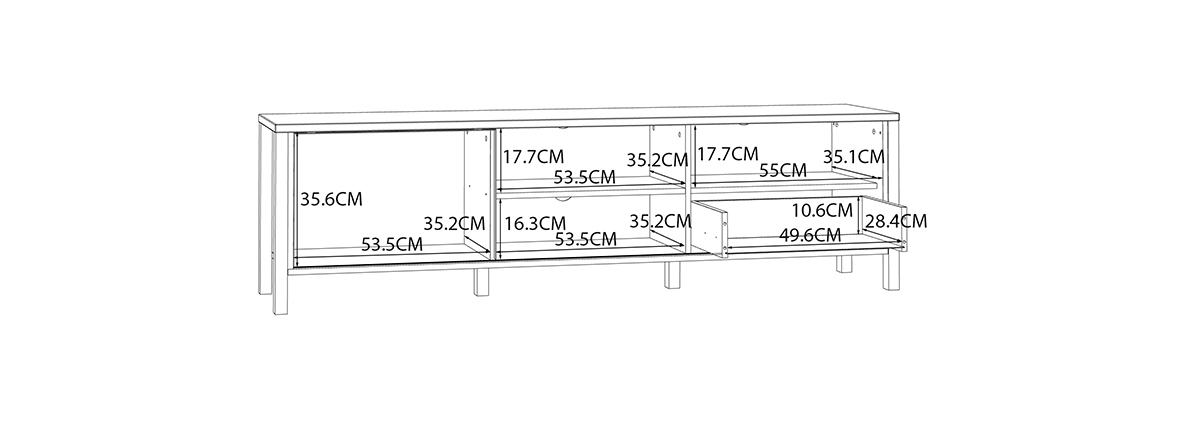 Fontana TV állvány,  Mauvella tölgy/fekete 174,8x49x9x40,2cm