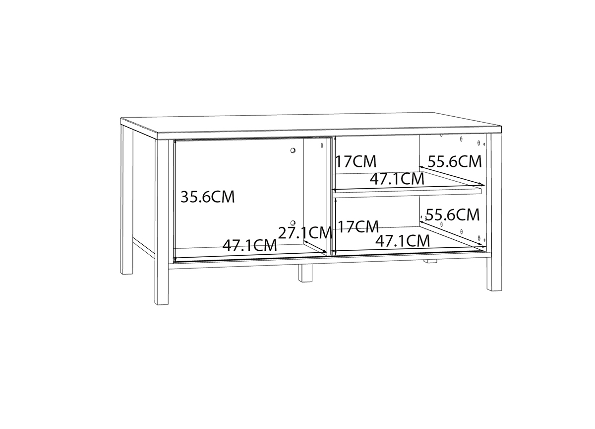 Fontana dohányzóasztal, Mauvella tölgy/fekete 105x49x9x65,2cm