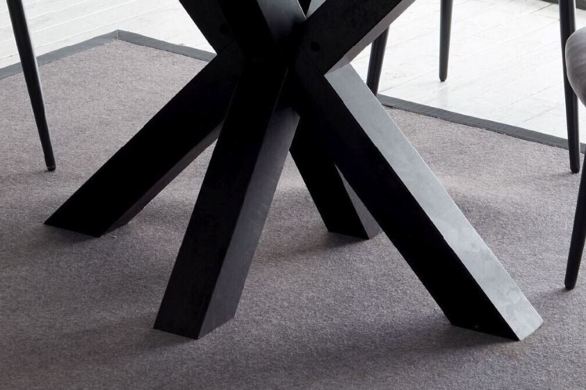 UND bővíthető kör étkezőasztal, Fekete asztallap / Fekete csillag láb, 130-170x78 cm