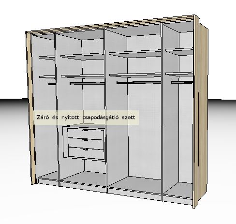 Sonett tolóajtós szekrény Passepartout kerettel,EXTRA belsőkkel, 249x222x68,sonoma/sonoma tölgy-mokkaüveg, króm