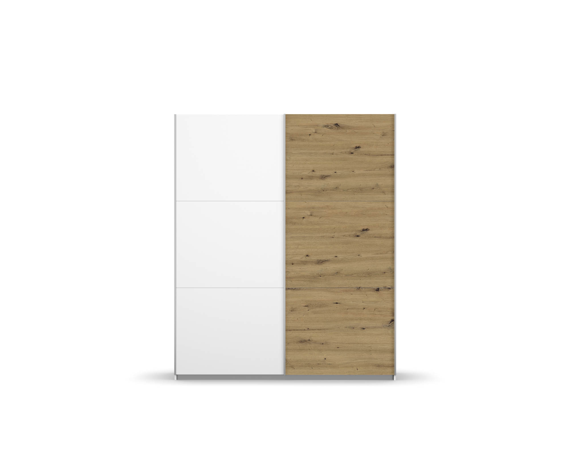 Austin tolóajtós szekrény, fehér/ artisan tölgy-fehér, 218x210x59cm