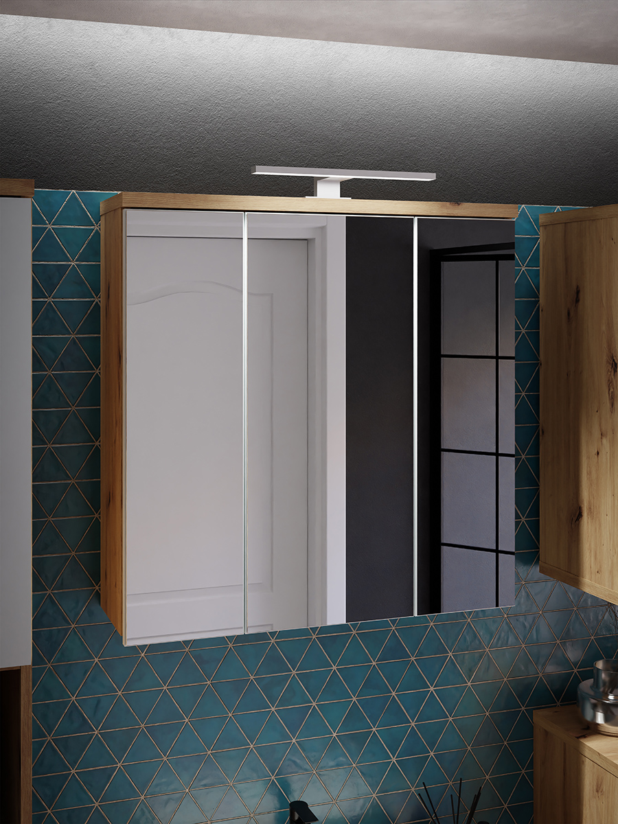 Feris fürdőszobai alsó- és faliszekrény tükörrel, LED világítással