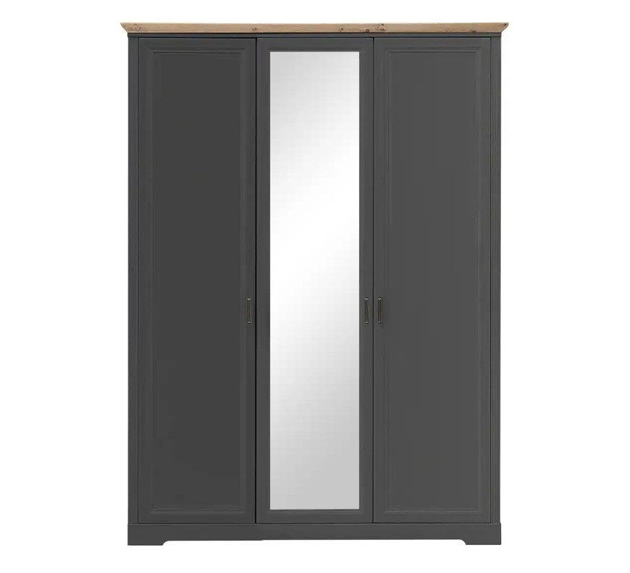 Jillana 3 ajtós tükrös szekrény, 160x220x64 cm, grafit-artisan tölgy