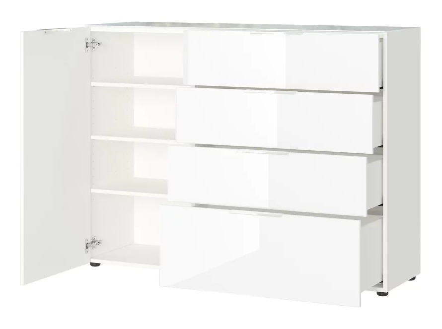 Oakland kombikomód, üveg front, 134x102x42 cm