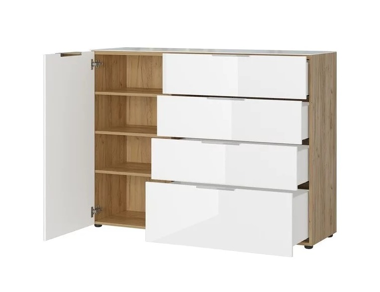 Oakland kombikomód, üveg front, 134x102x42 cm