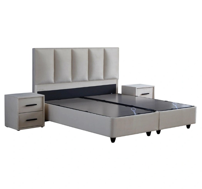 Kolibri boxspring franciaágy szett (ágyneműtartóval, matraccal),beige, 180x200cm
