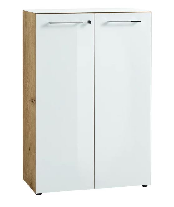 Monteria irattartó szekrény, fehér üveg front 80x120x37cm