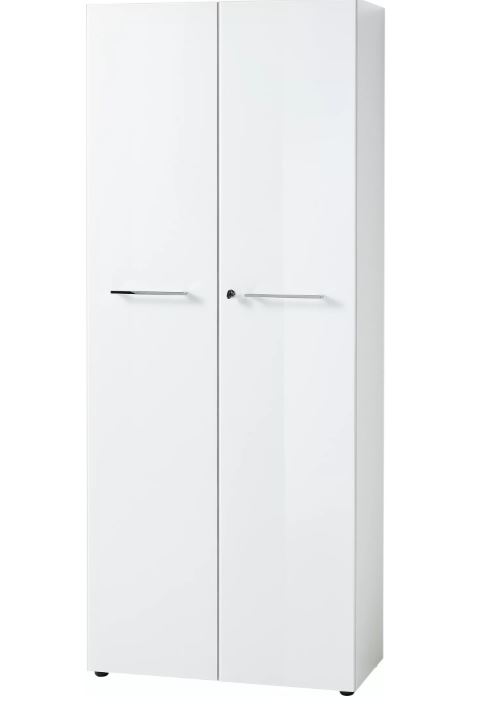 Monteria irattartó szekrény, fehér üveg front 80/196/37cm