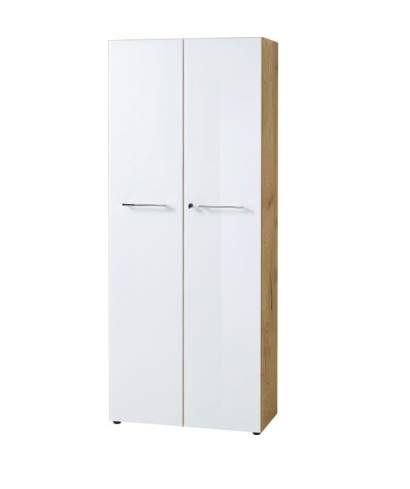 Monteria irattartó szekrény, fehér üveg front 80/196/37cm