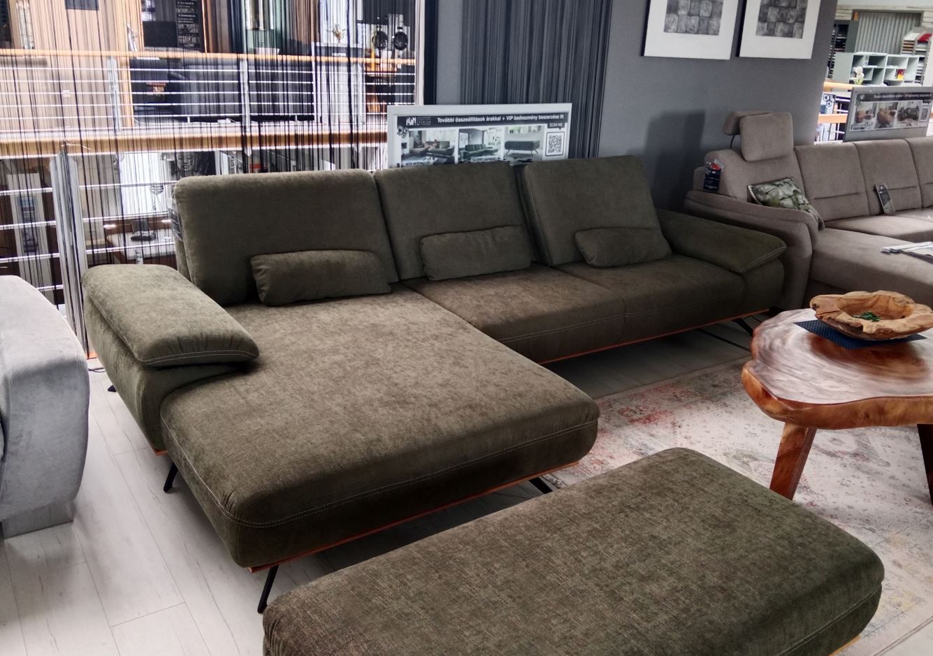Savannah L alakú ülőgarnitúra, 322x187 cm, +3db vesepárna+XXL ülőke +állítható karfa 2+állítható ülésmélységFinest Moos szövet