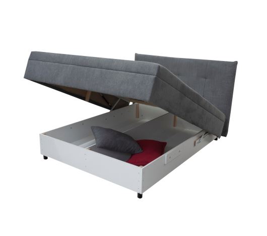 Dyna boxspring ágyneműtartós ágytest 160x200cm, párna és matrac nélkül,D924-s.szürke kéder "AK