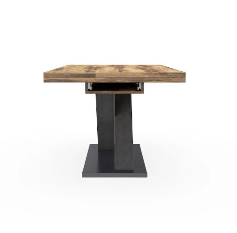 K2-System-X étkezőasztal, Deszkatölgy / Grafit láb / Fekete talp, 180-230-280 cm