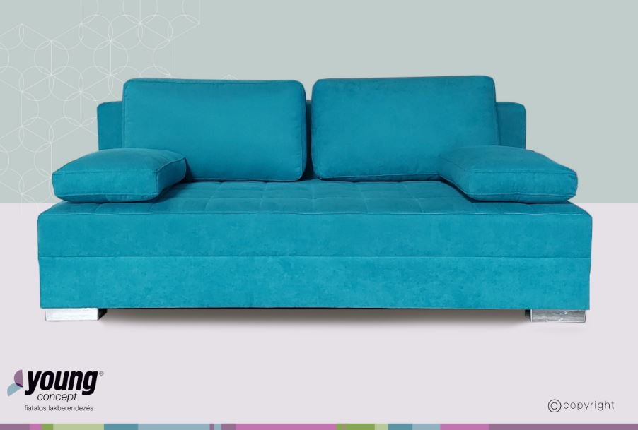 Nadu bonellrugós kanapéágy (Colorado Türkiz) króm lábbal+kiemelővasalat