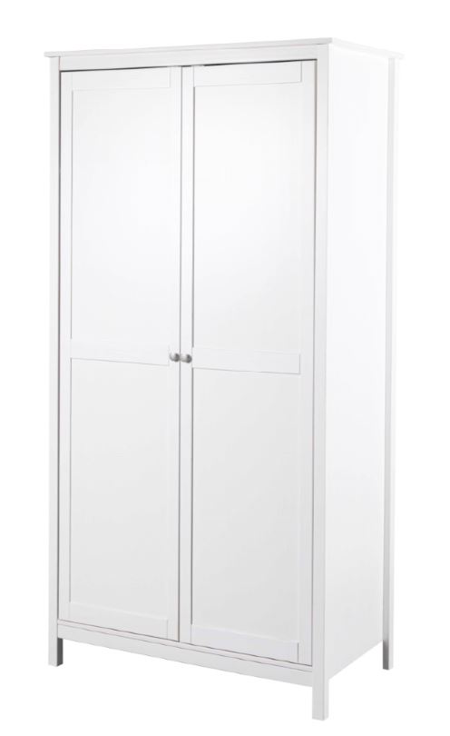 CosyHome szekrény, fehér festett fenyő, 2 ajtós, 107x210x60 cm