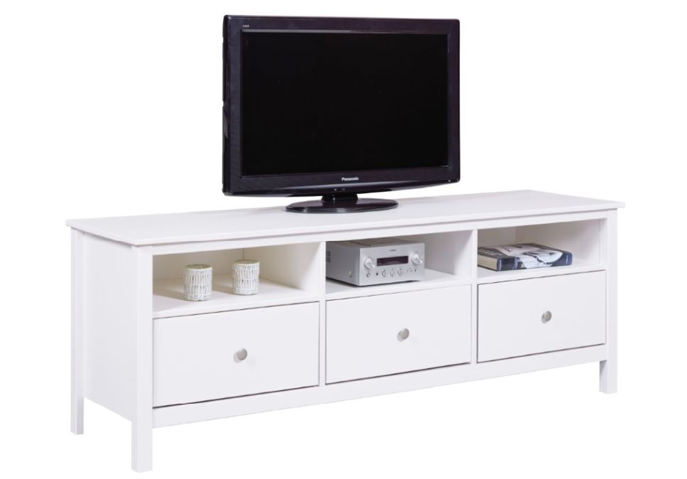 CosyHome TV állvány, festett fehér fenyő, 160x57x45 cm