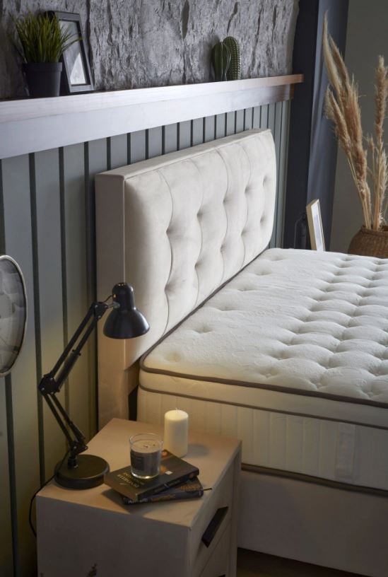 Milano boxspring franciaágy szett (ágyneműtartóval, matraccal) beige bársony, 160x200cm