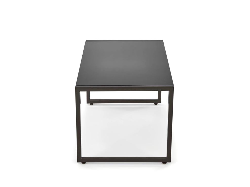 SHARK balkon szett, Capuccino/Porszórt acél/Üveg asztallap (2 Fotel, Sofa, Kisasztal) 