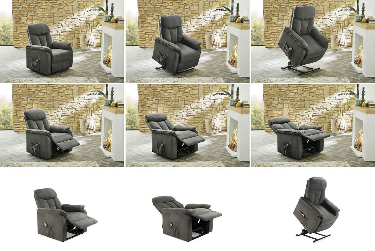 Gery motoros relax fotel, antracit szürke szövet