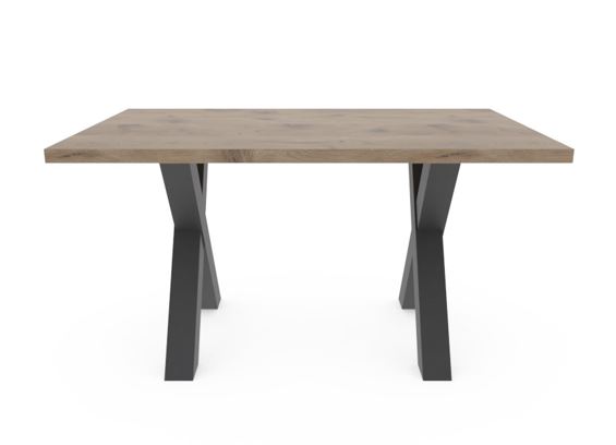 System-X140F étkezőasztal, Viking-tölgy tetőlap / acélfekete láb, 140x90 cm