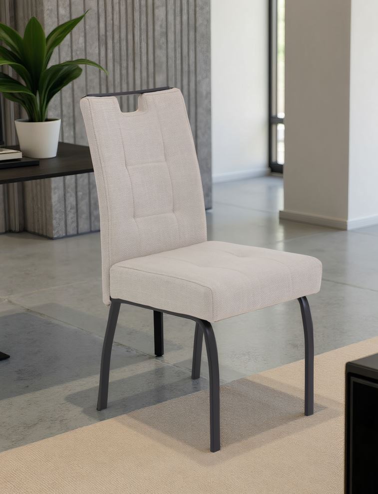Legnano szék, 4 lábú, beige szövet, fekete láb, 48x97x65 cm