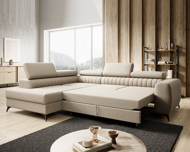 Daisy sarokgarnitúra balos, beige, 270x204 cm