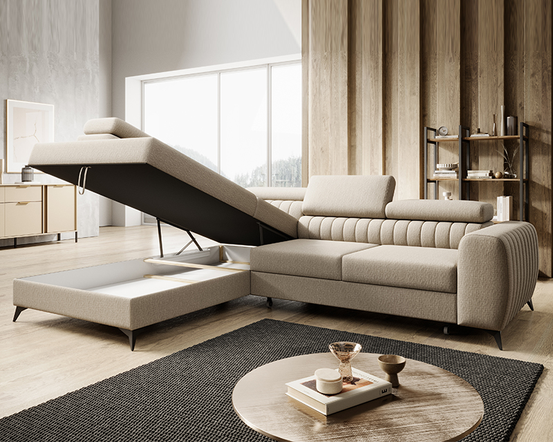 Daisy sarokgarnitúra balos, beige, 270x204 cm