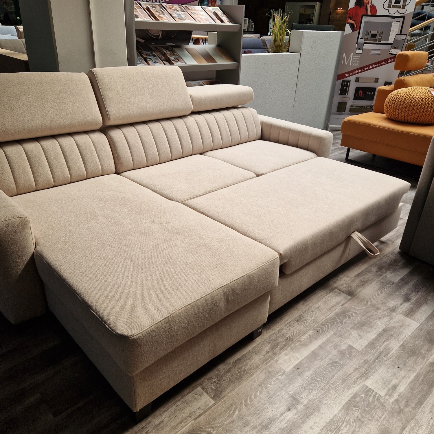Linus sarokgarnitúra, beige, 250x175 cm