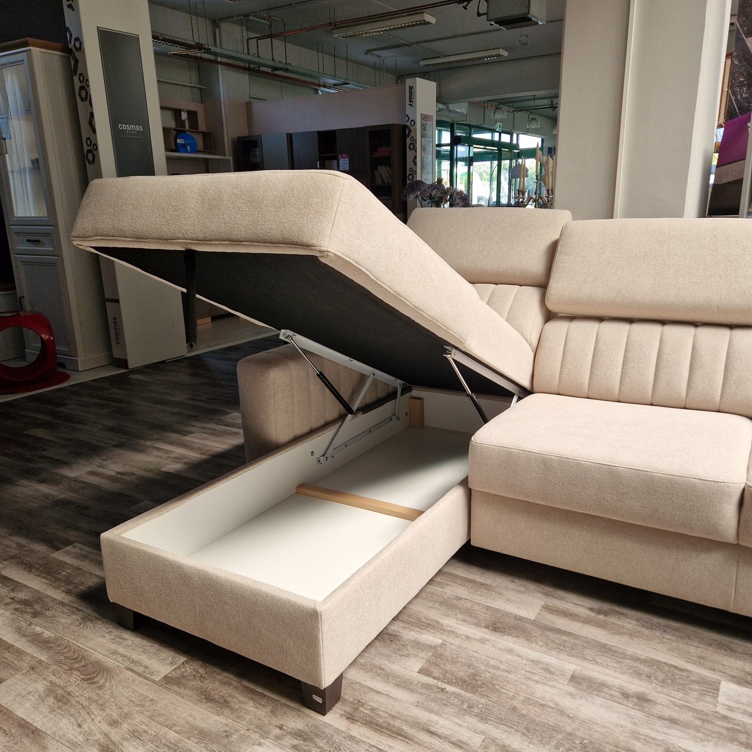 Linus sarokgarnitúra, beige, 250x175 cm